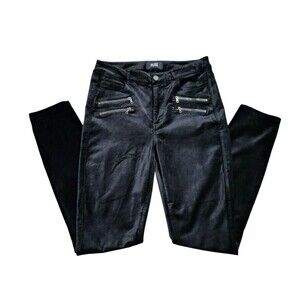 Paige Womens High Rise Edgemont Pants 29 Black Velvet Moto Emo Grunge Academia